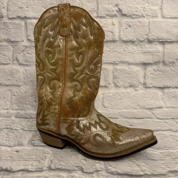 Laredo Women's Tan Point w/Silver Metallic Overlay L52126 size 7 - Picture 2 of 9